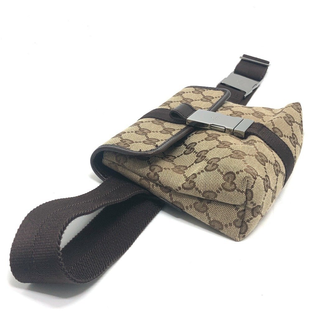 GUCCI 131236 GG Body Bag, Waist Pouch, Belt Canvas, Unisex, Beige/Brown - Picture 9 of 10